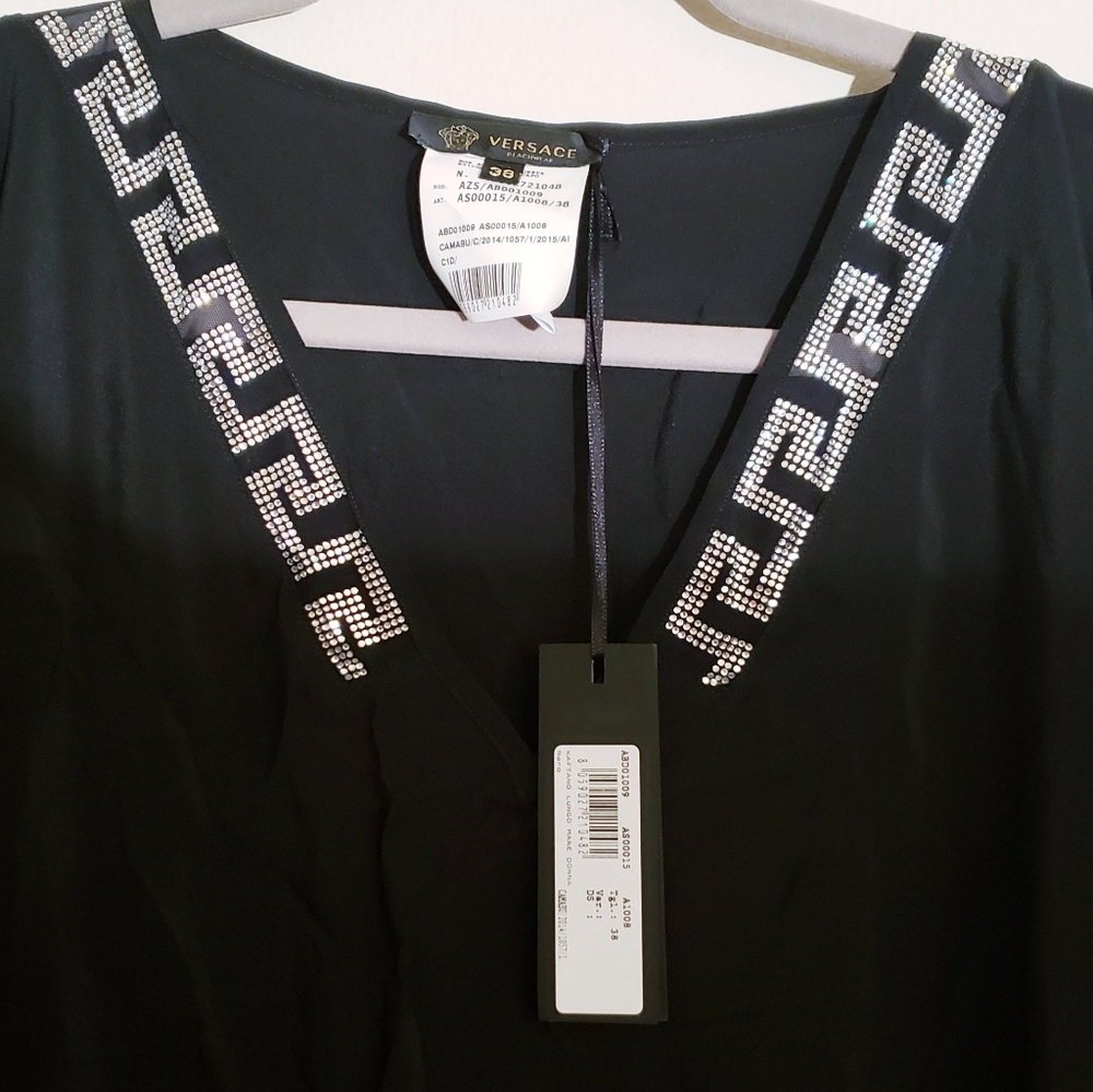 Versace Beachwear Womens Black CoverUp with Crystal Collared